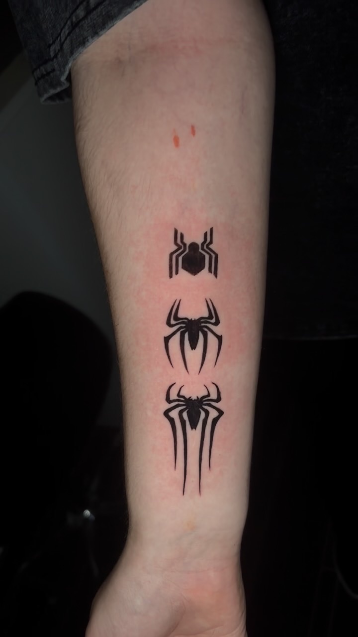 Spider-Man trio on a forearm