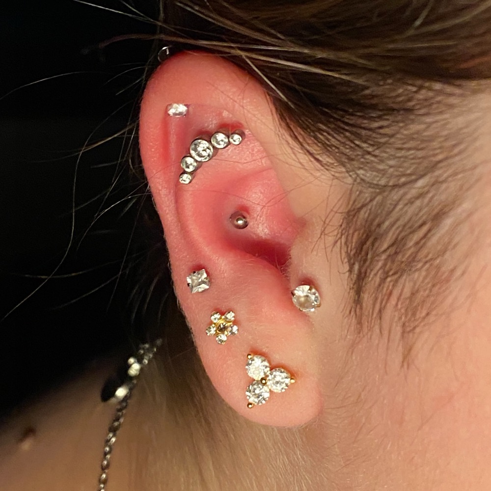 Conch and helix piercings
